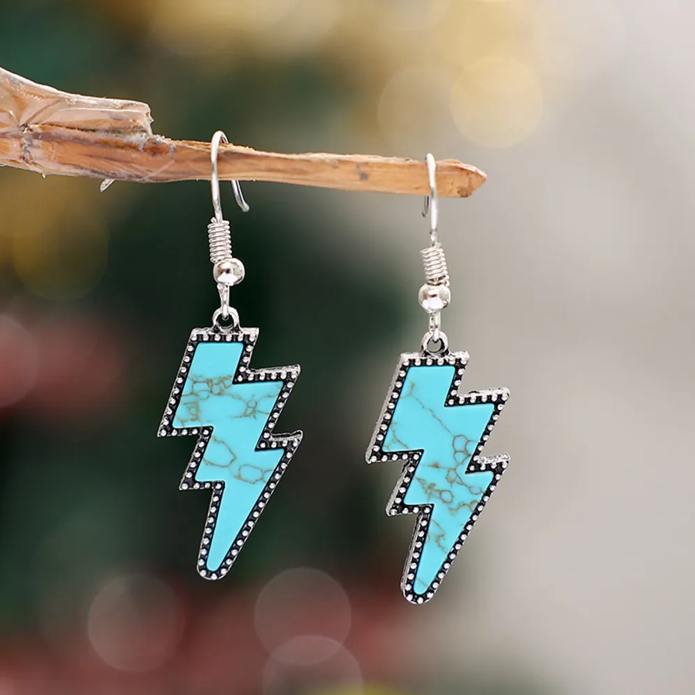 Artificial Turquoise Lightning Dangle Earrings, image 2