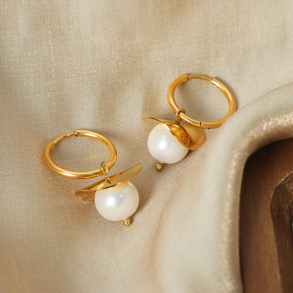 18K Gold-Plated Bead Dangle Earrings, image 5