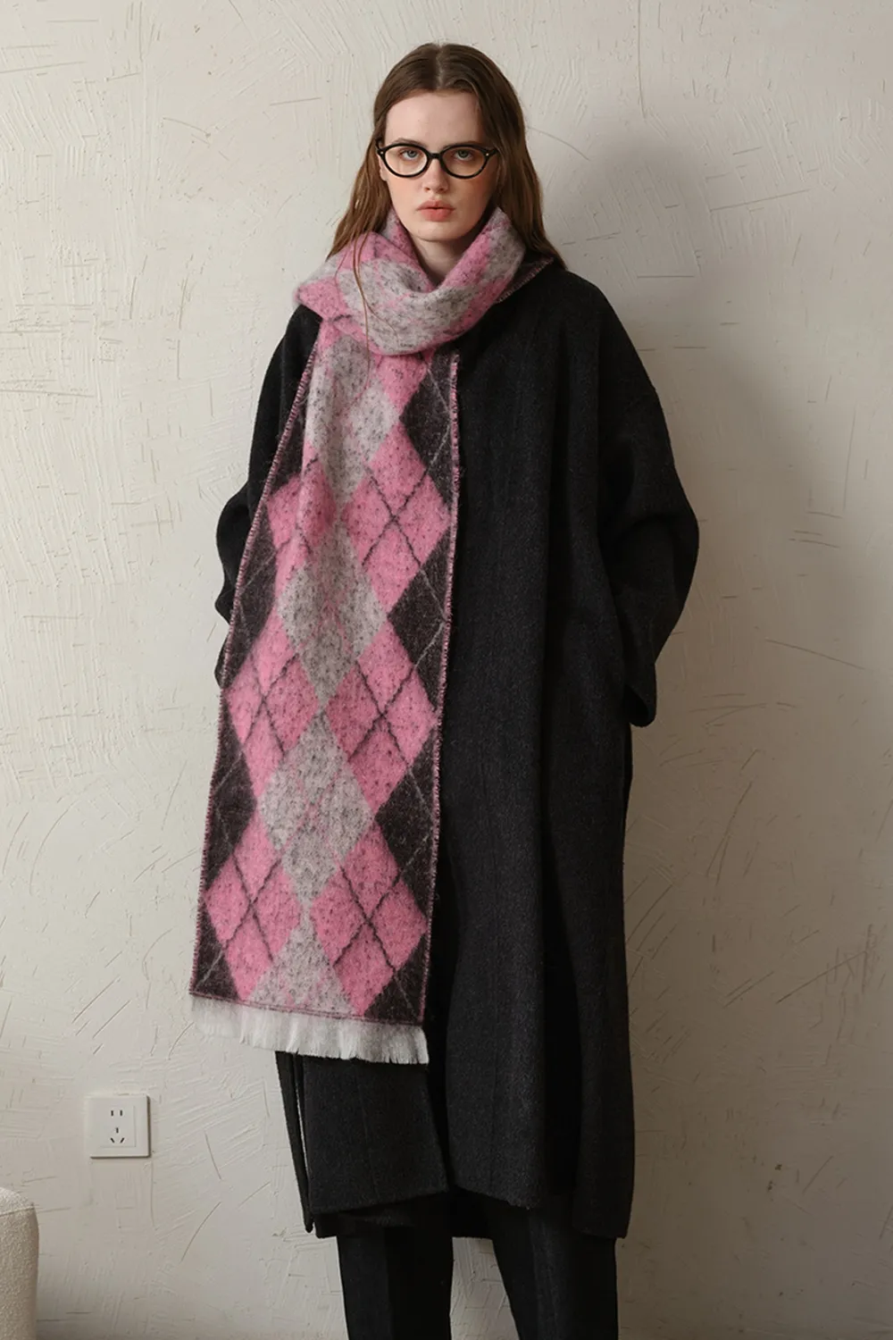Fringe Argyle Polyester Scarf, image 3