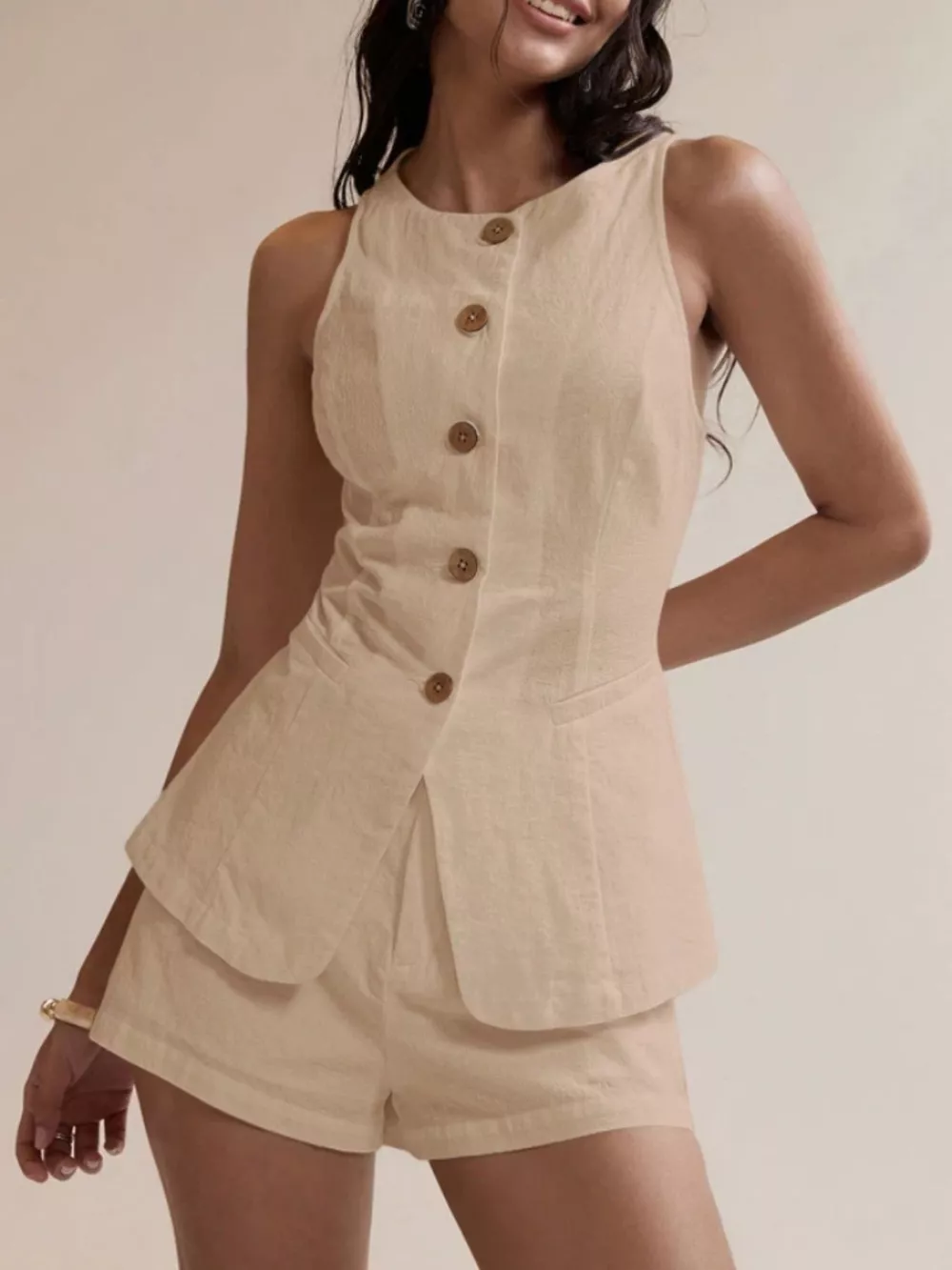 Button-Down Sleeveless Top and Shorts Set, image 7