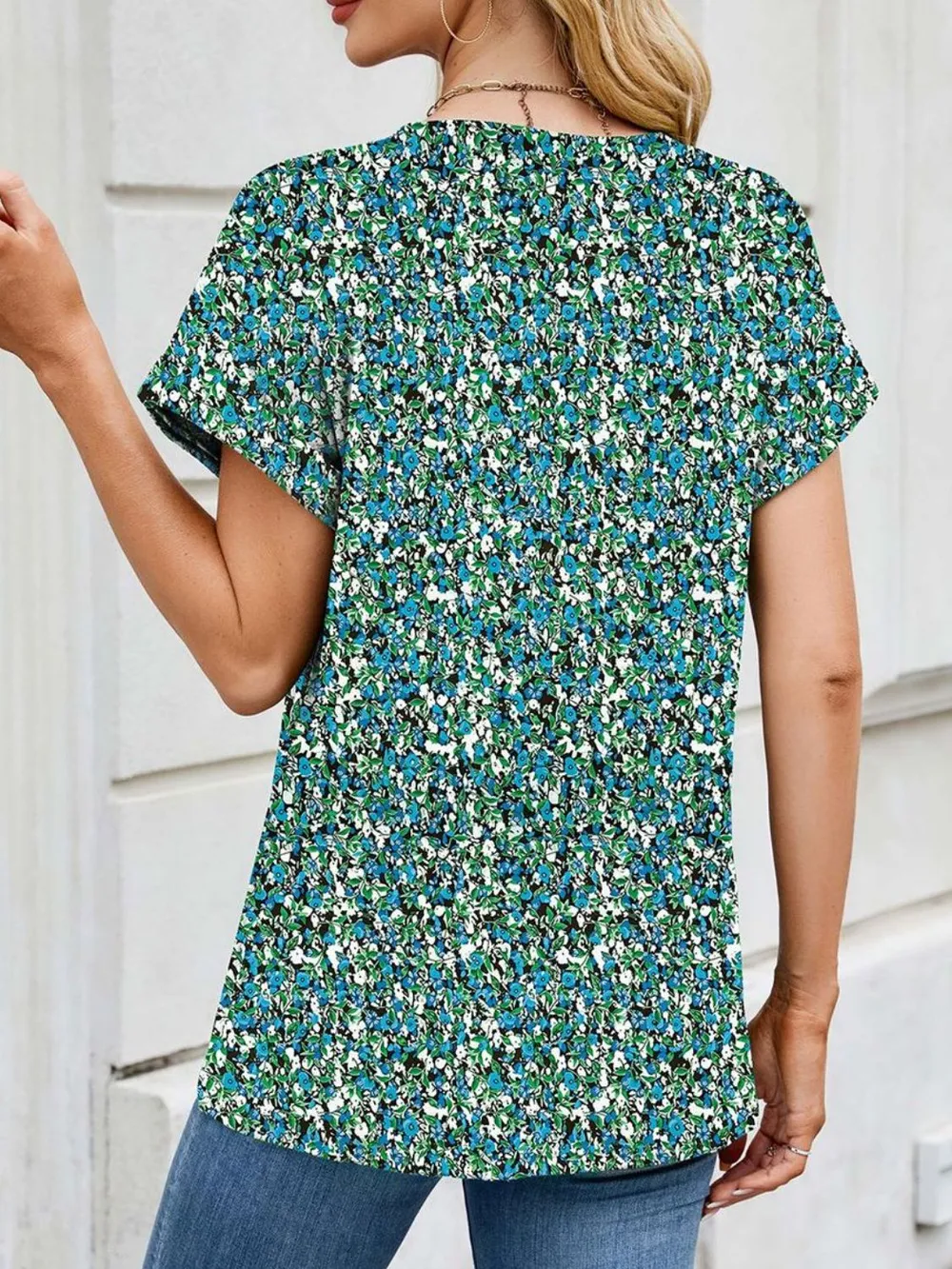 Printed Round Neck Short Sleeve Top, image 24