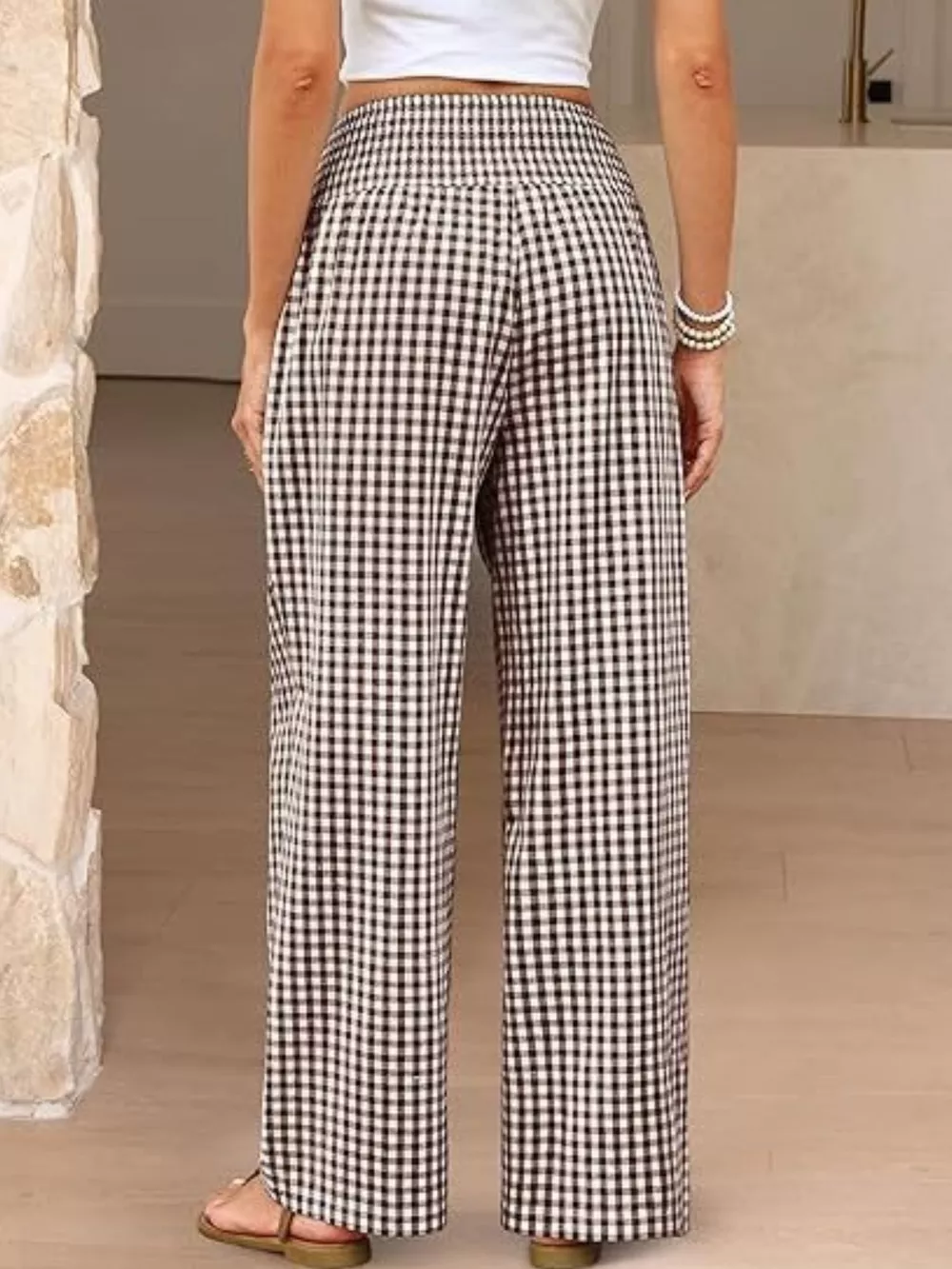 Gingham Wide-Leg Pants, image 15