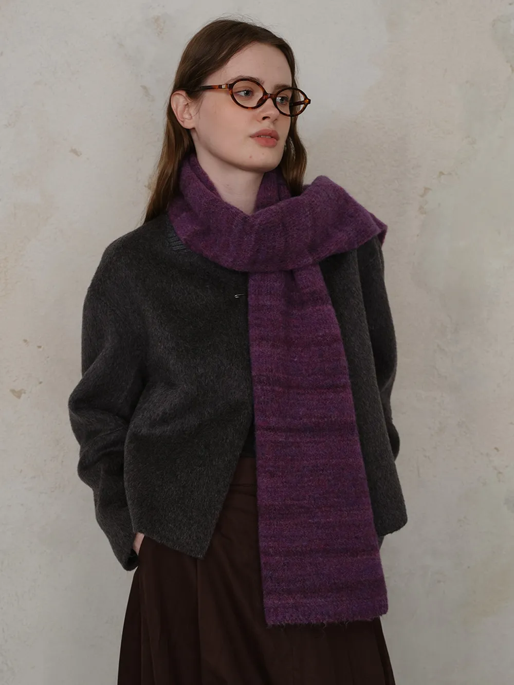 Striped Detail Knit Scarf, image 8