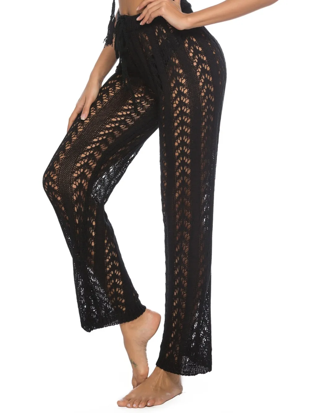 Cutout Drawstring High Waist Swim Pants, image 20