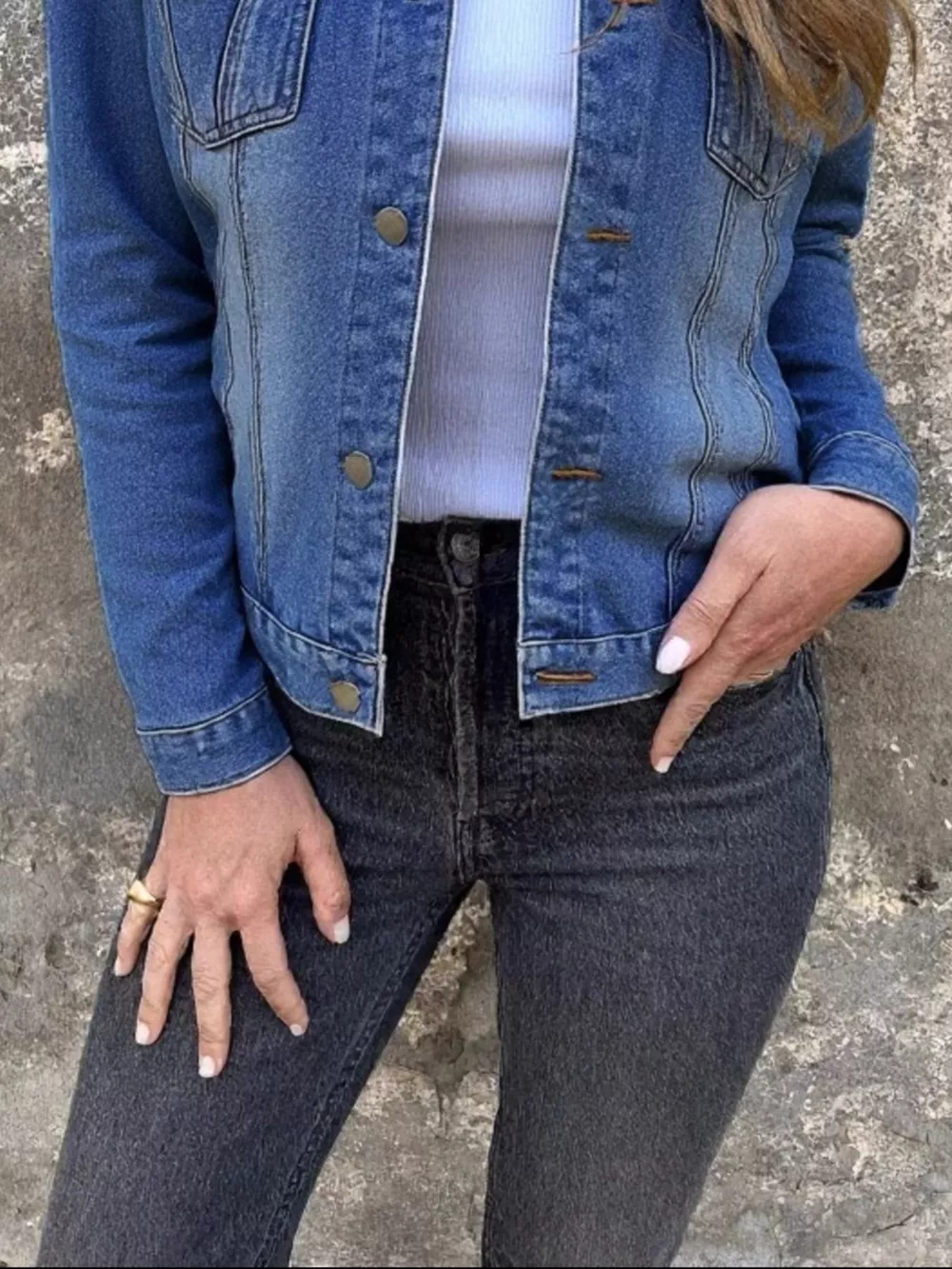 Full Size Button Front Long Sleeve Denim Jacket Plus Size, image 6