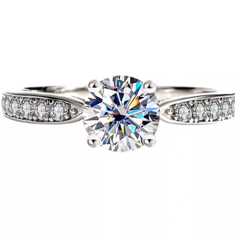 1 Carat 925 Sterling Silver Moissanite Ring, image 9