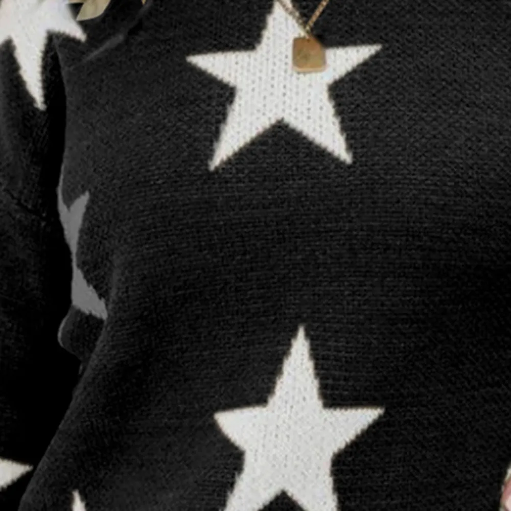 Star Pattern Round Neck Sweater, image 7