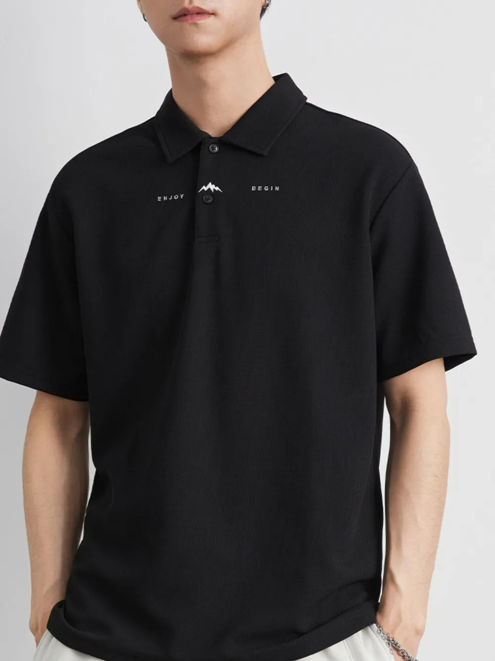 Men's Plus Size Button Detail Short Sleeve Polo, image 3