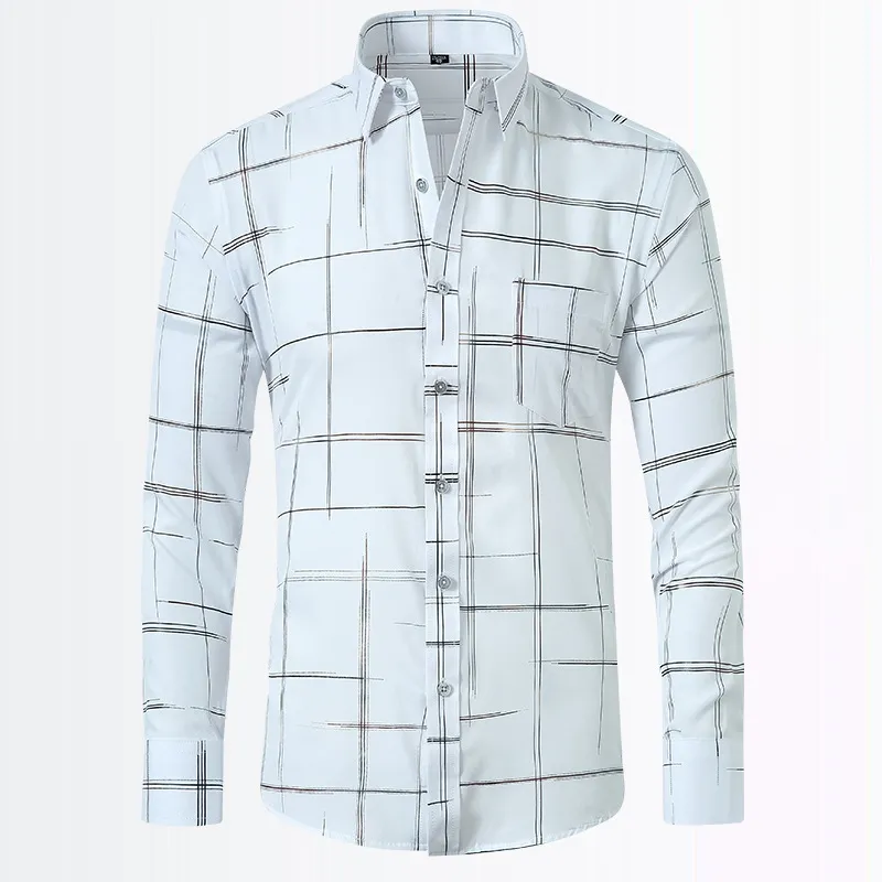 Men's Geometric Pattern Long Sleeve Button-Down Shirt, image 4