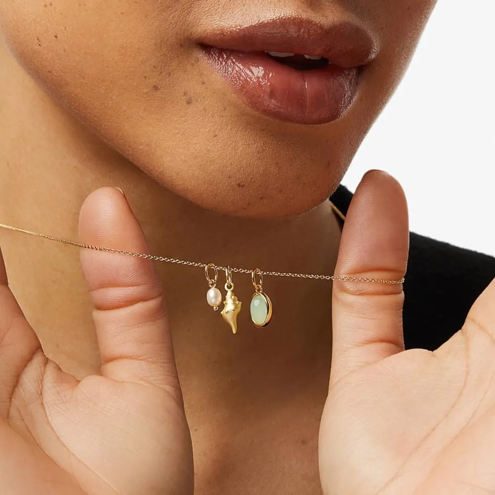 14K Gold-Plated Natural Crystal Conch Pendant Necklace, image 4