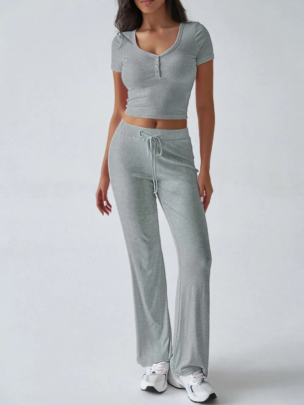 Short Sleeve Top and Drawstring Pants Set, image 12