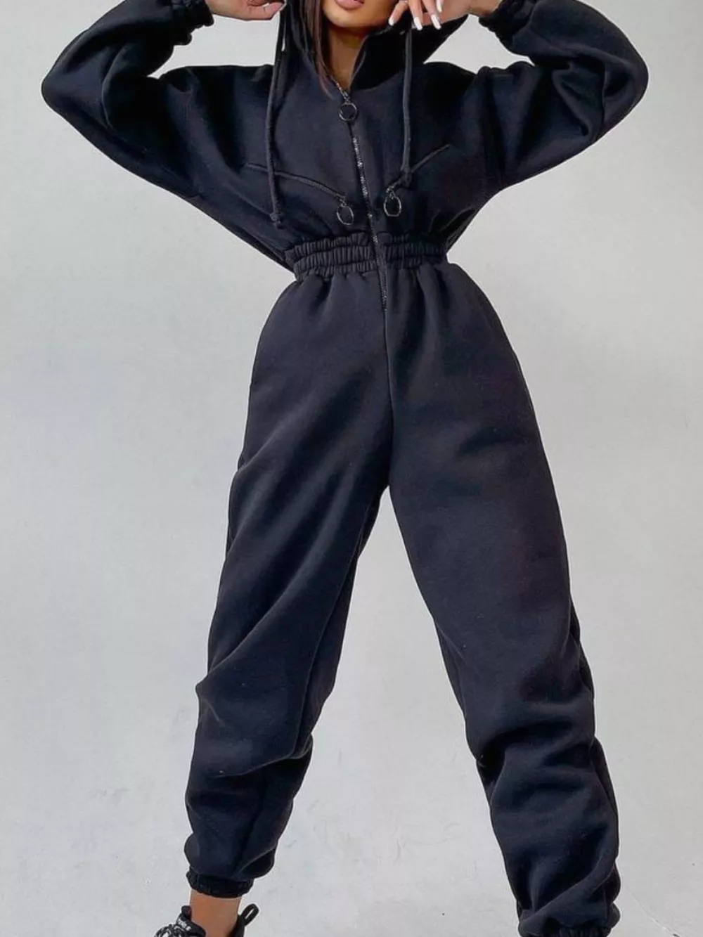 Hooded Zip-Up Long Sleeve Jumpsuit, image 6