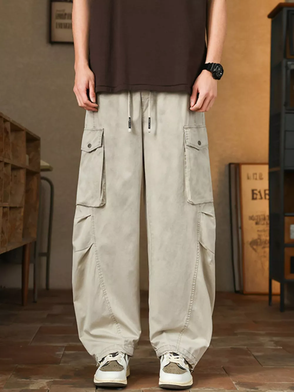Men's Plus Size Casual Loose Fit Cargo Pants, image 8