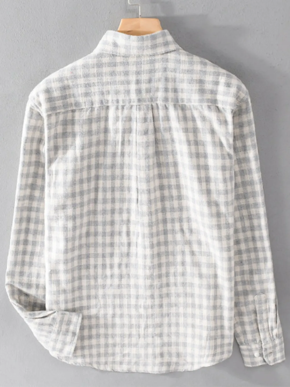 Men's Plus Size Gingham Check Button-Up Shirt, image 3