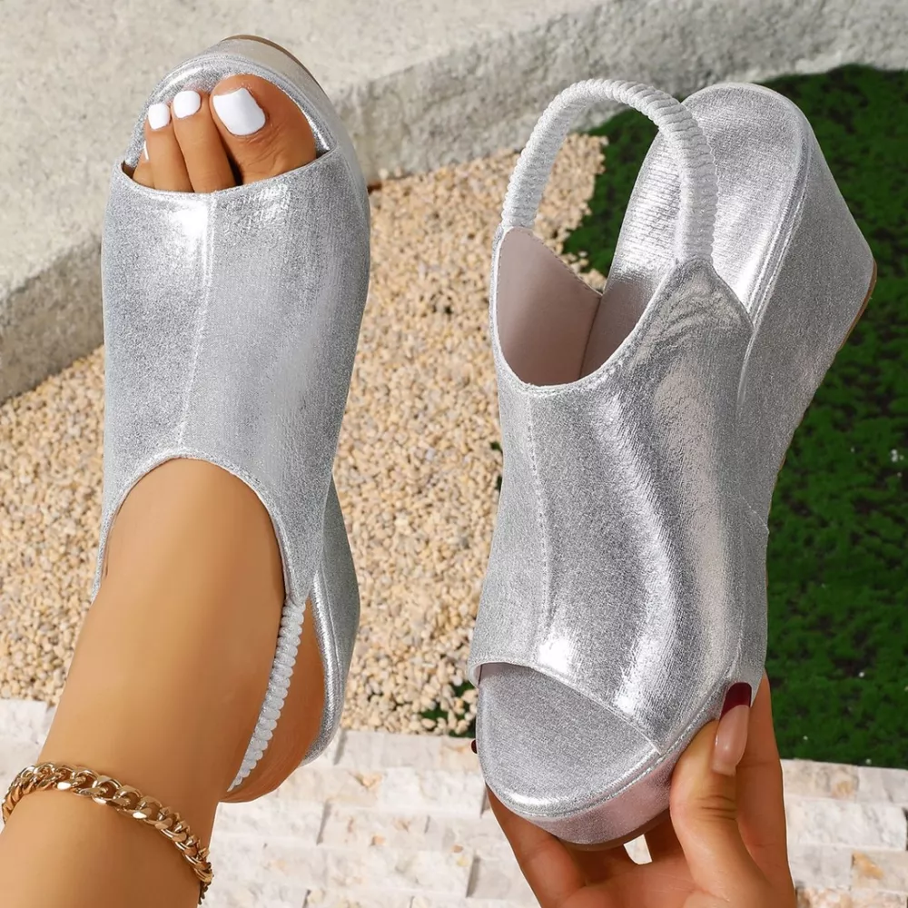 Peep Toe Wedge Sandals, image 12
