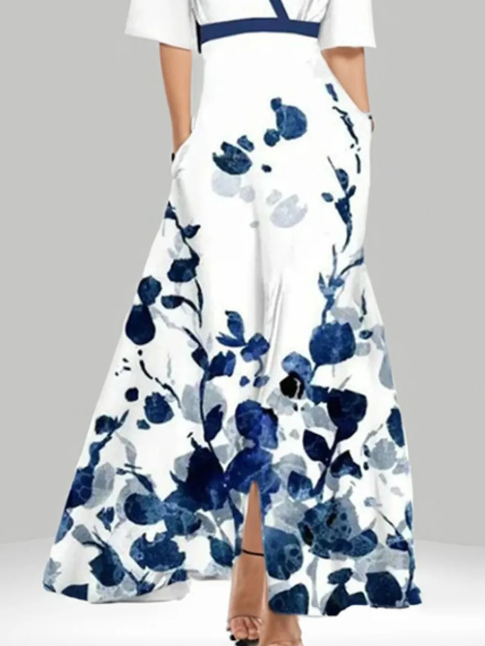Floral Print Half Sleeve Wrap Maxi Dress, image 13