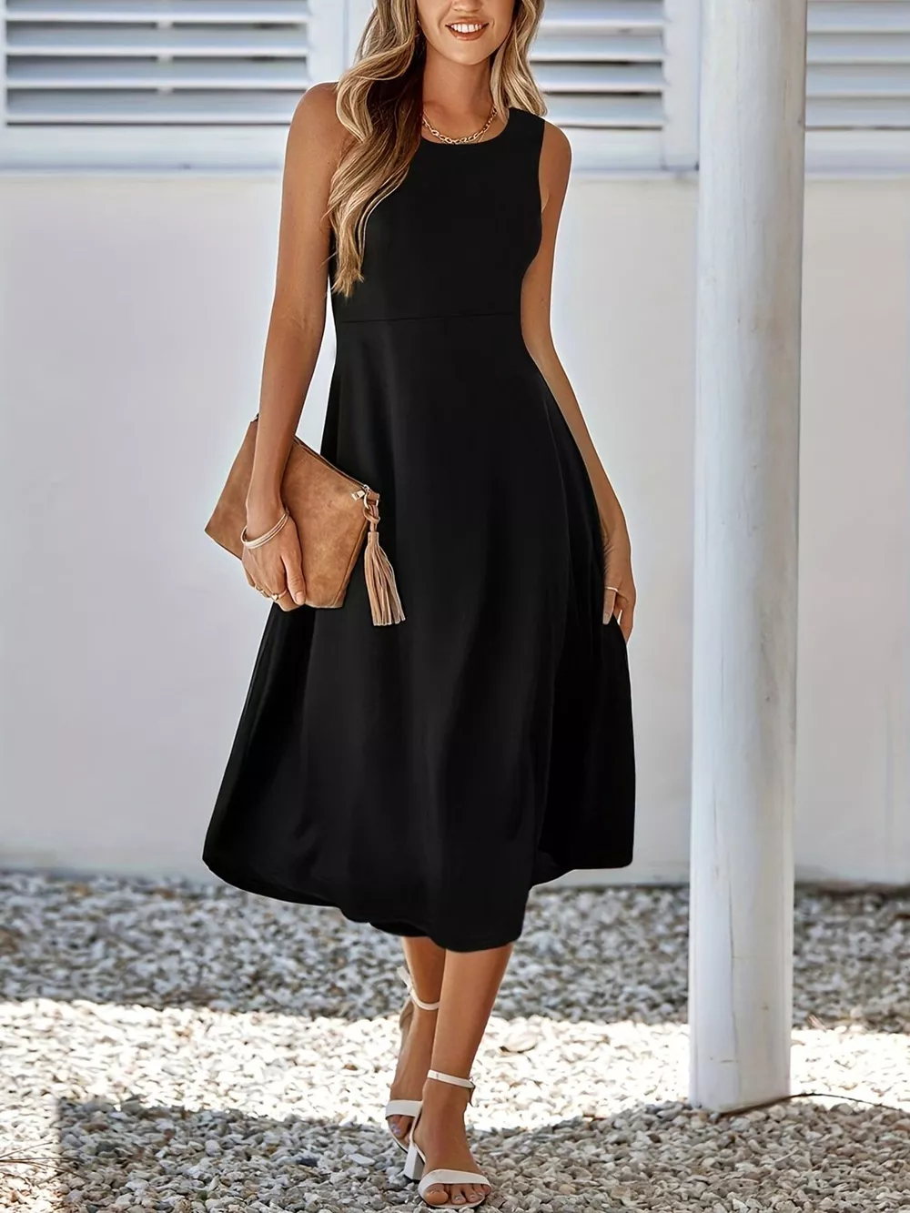 Sleeveless A-Line Midi Dress, image 21