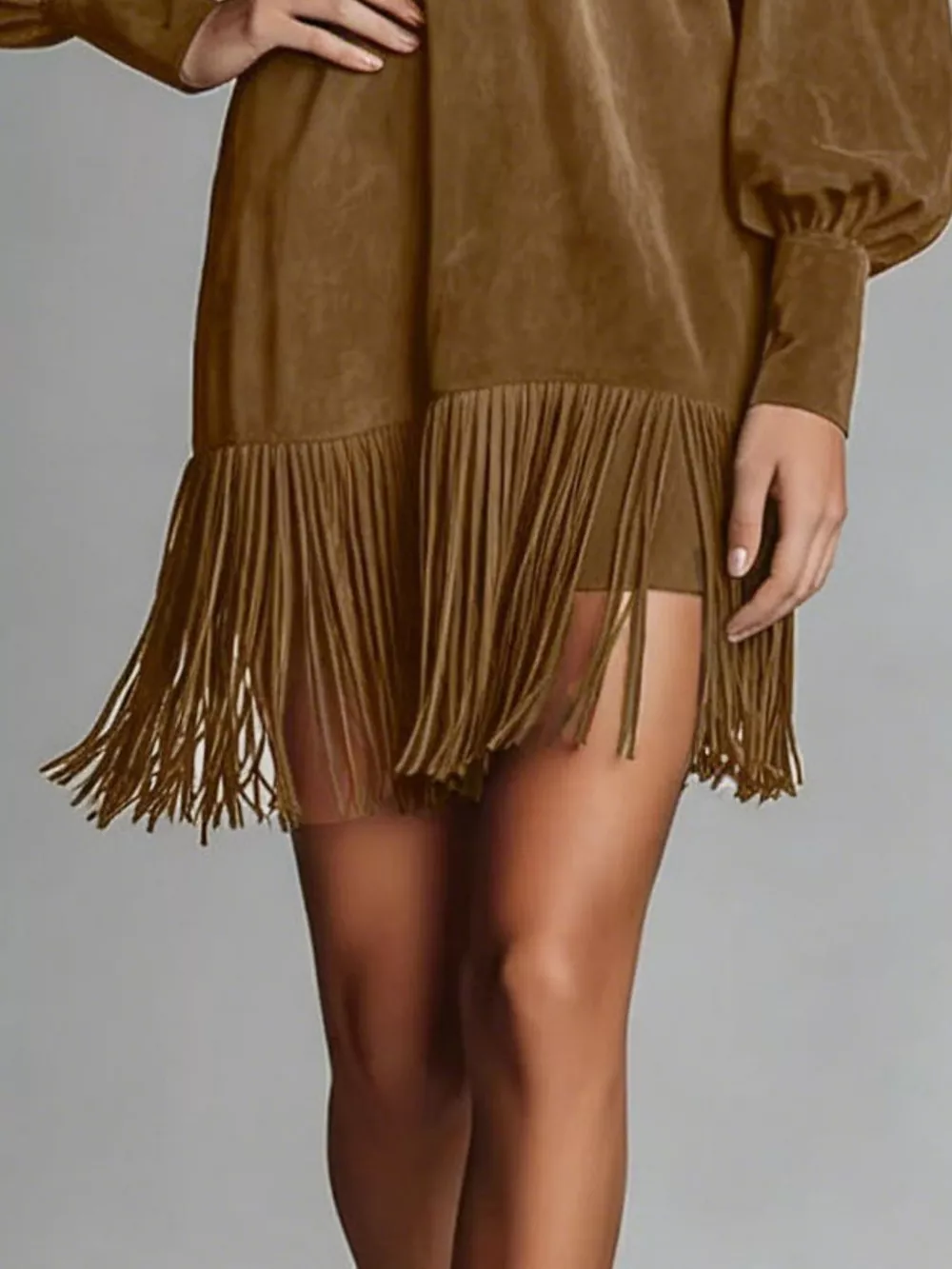 Fringed Lantern Sleeve Dress, image 7