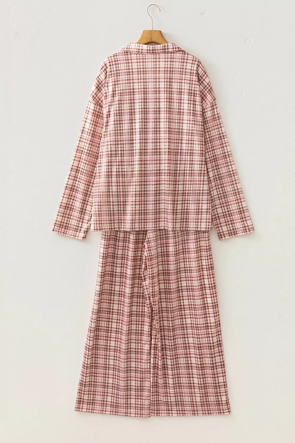 Plaid Patch Pockets Long Sleeve Lounge Set, image 5
