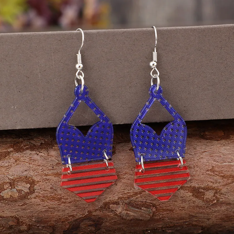 US Flag Pattern Acrylic Earrings, image 2