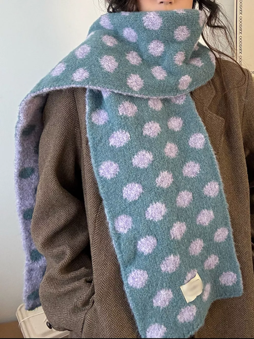 Polka Dot Knitted Scarf, image 4