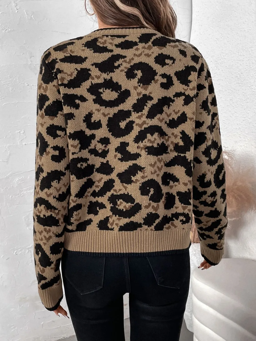 Tied Leopard Long Sleeve Cardigan, image 7