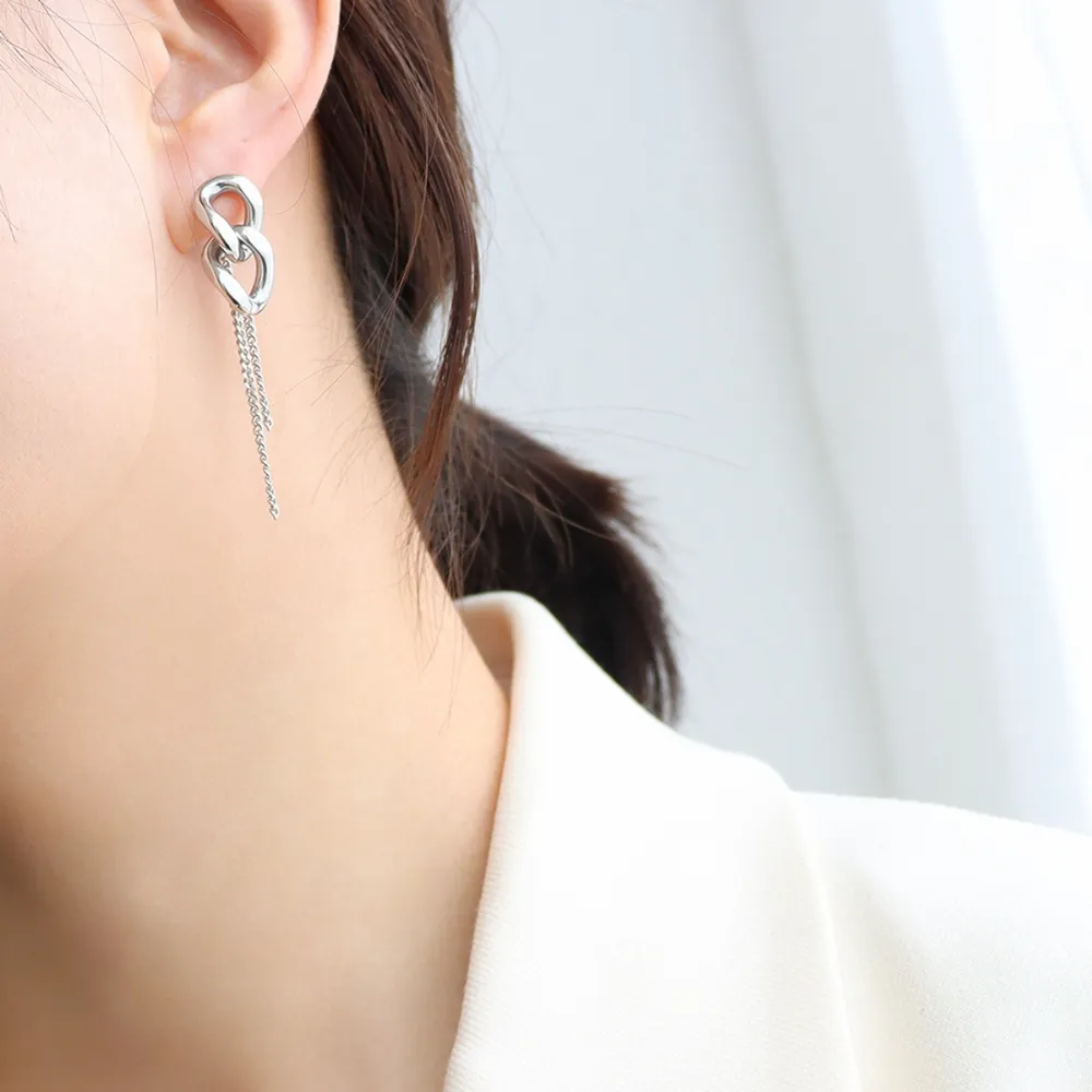 Titanium Steel Chain Shape Earrings, image 5