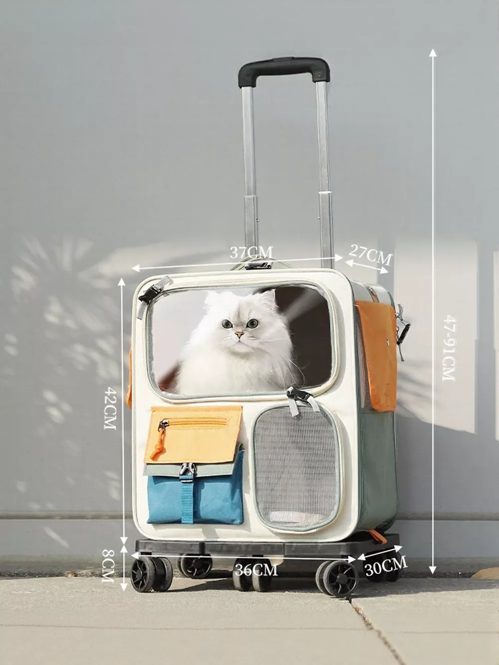 Rolling Pet Carrier with Telescopic Handle, image 3