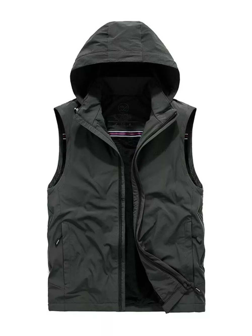 Men's Plus Size Hooded Zip Up Vest