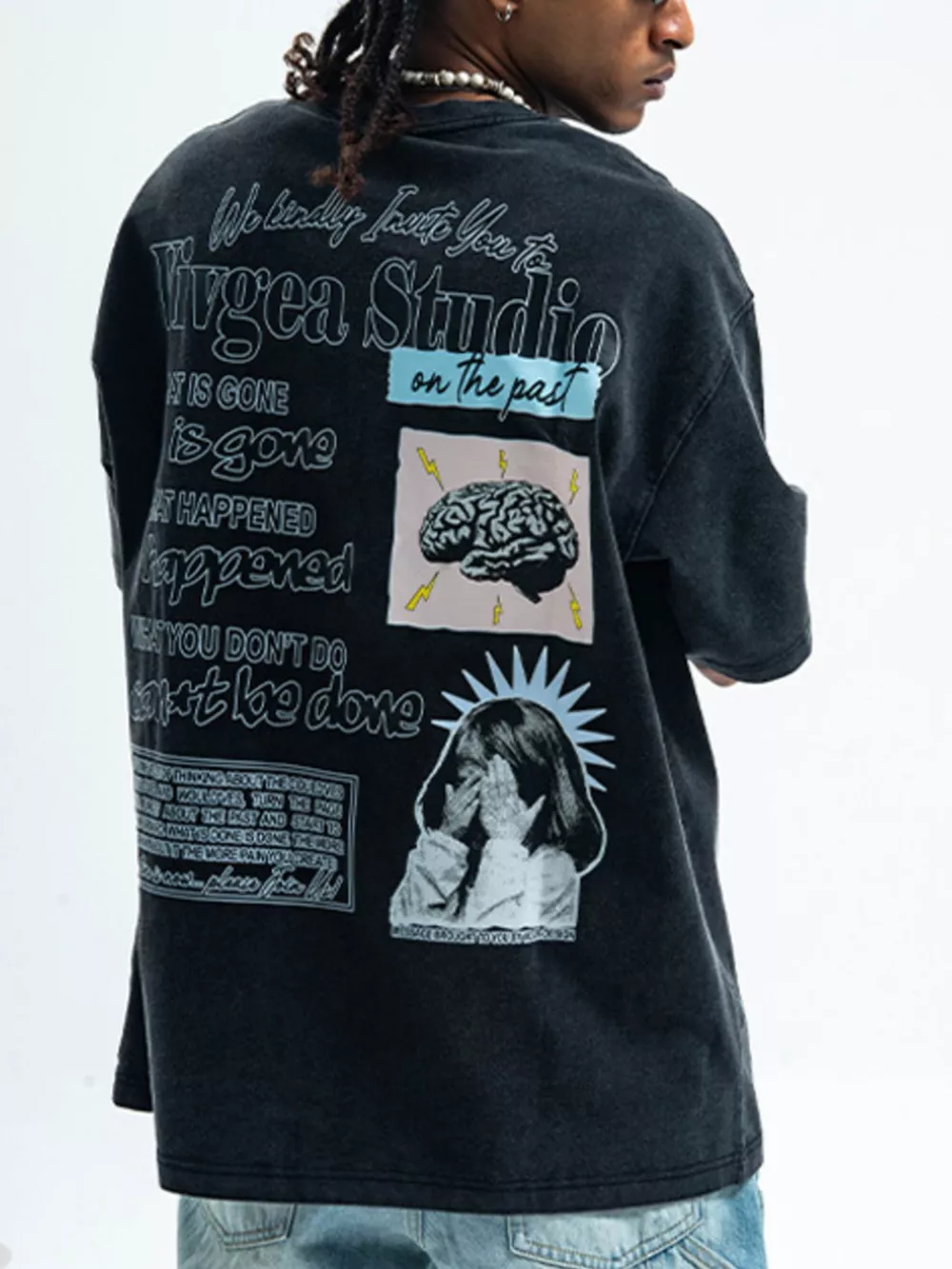 Men's Letter Round Neck Short Sleeve T-Shirt, image 5
