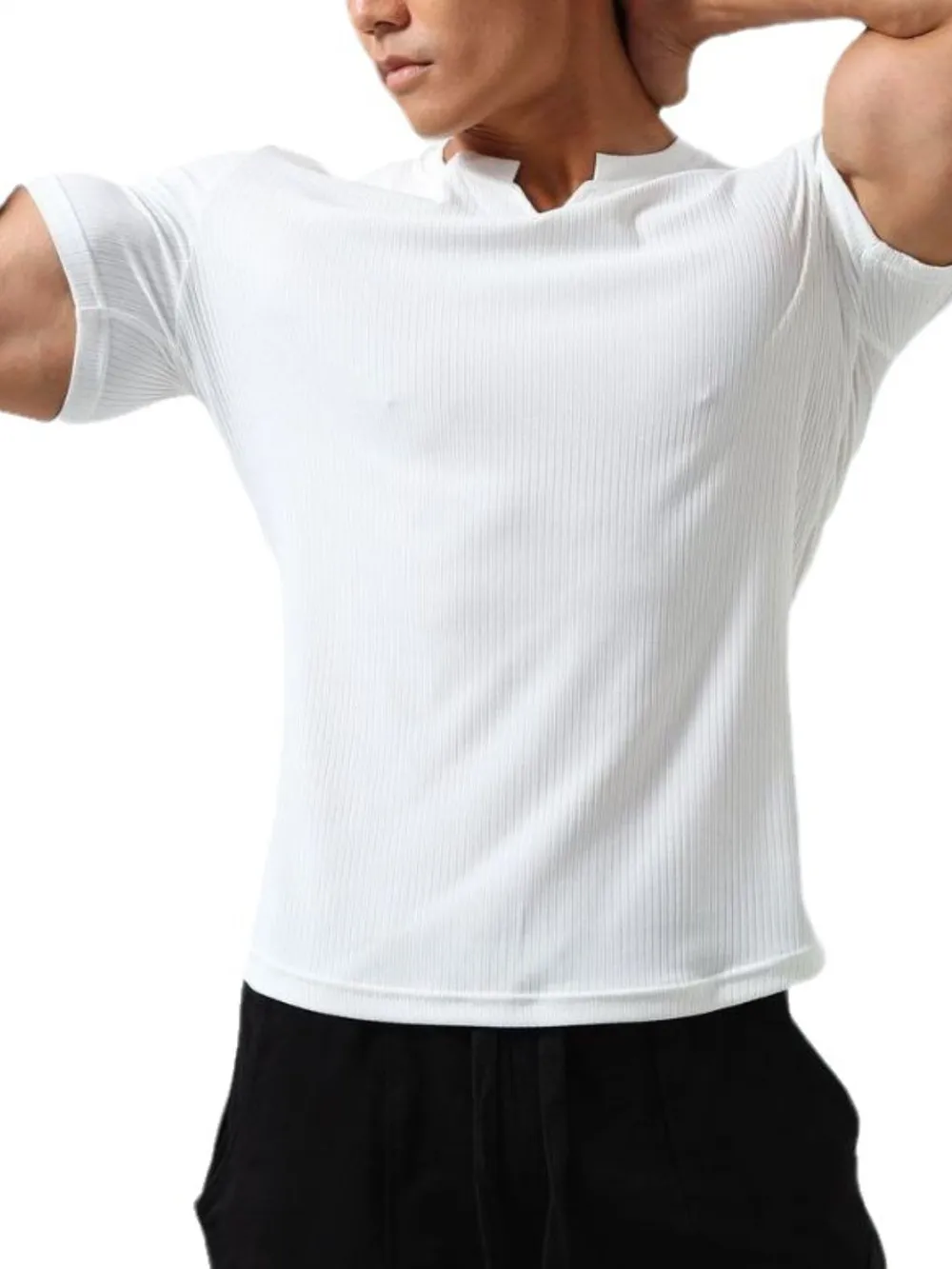 Men's Plus Size Notched Short Sleeve T-Shirt, image 5