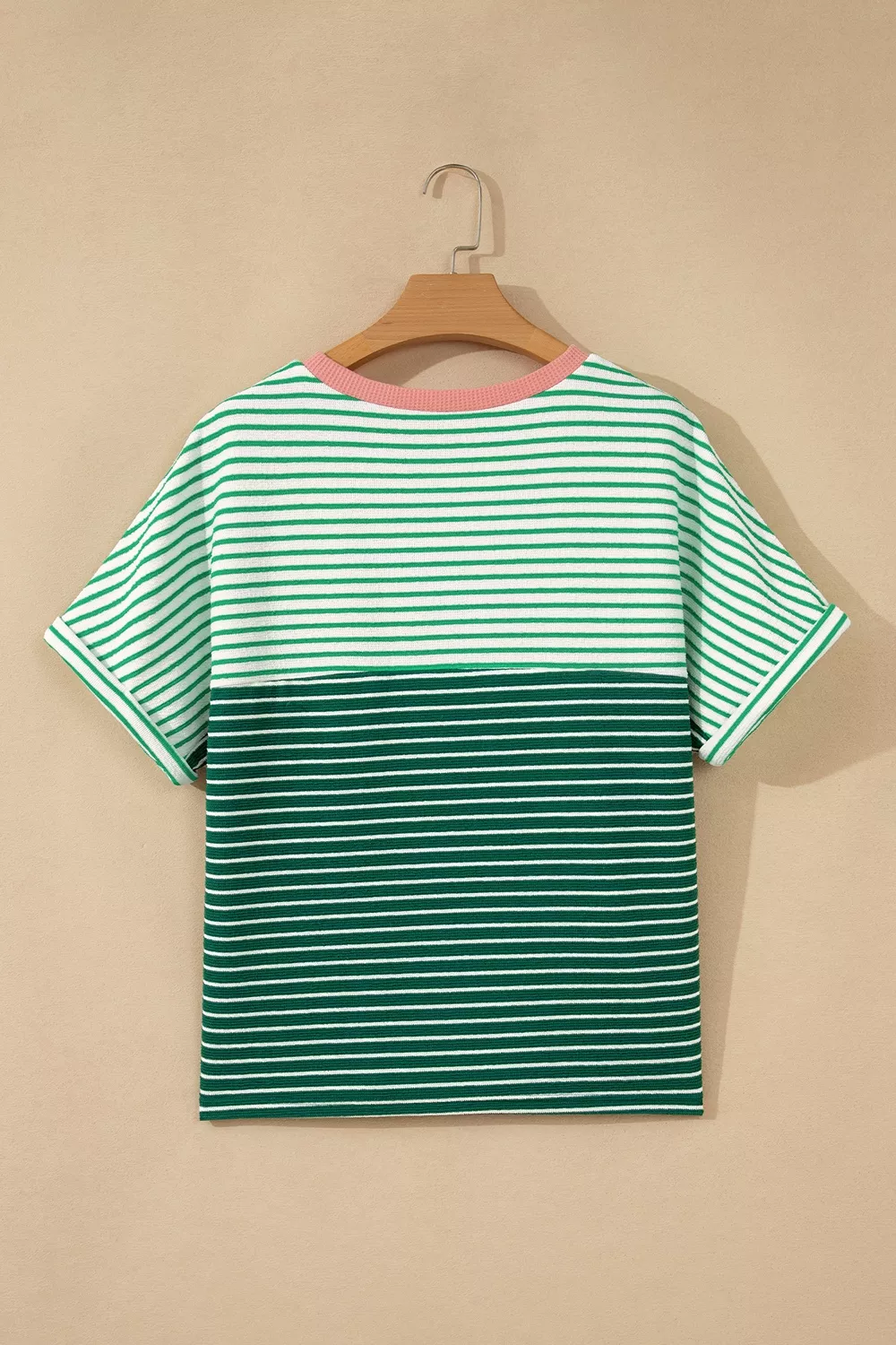 Stripe Contrast Print Color Block Detail Relaxed Tee, image 3