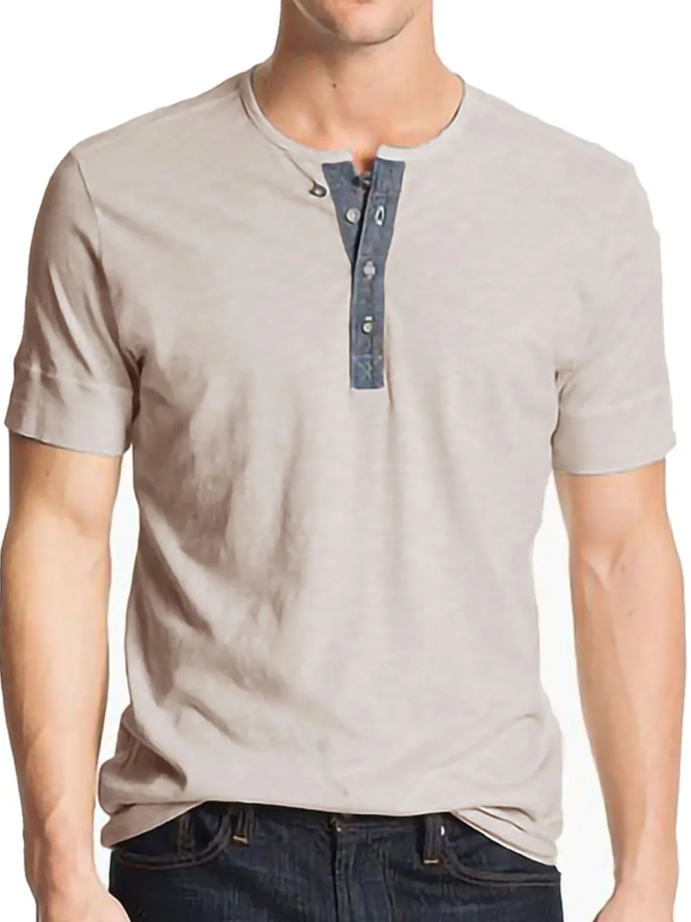 Men's Classic Button Detail Henley Polo T-Shirt