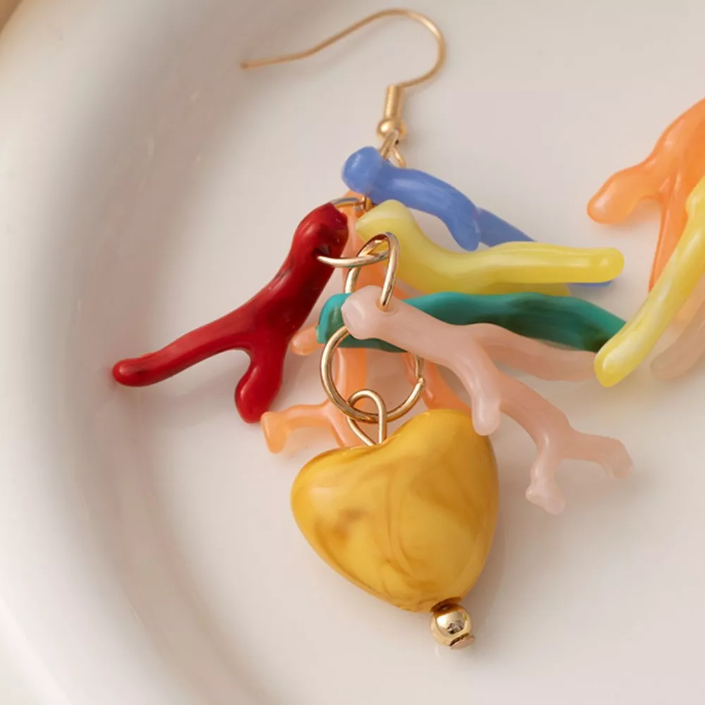 Colorful Resin Heart Dangle Earrings, image 4