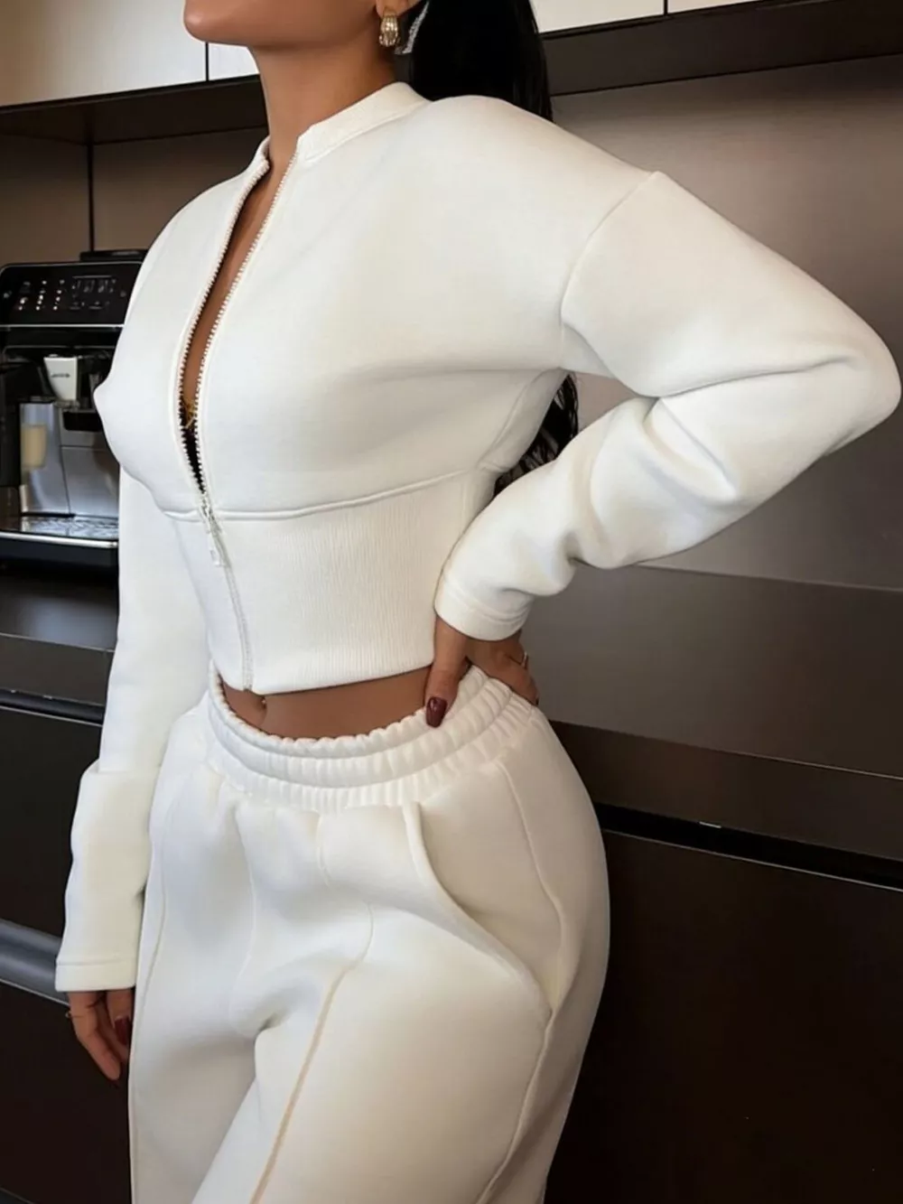 Zip-Up Crop Jacket and Wide-Leg Pants Set, image 27
