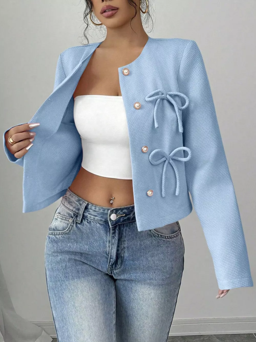 Bow Detail Cropped Outerwear, image 17