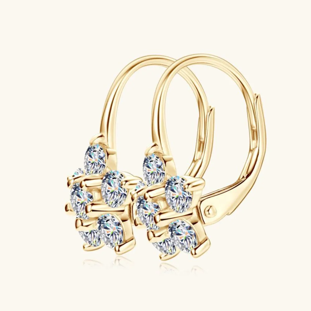 1.2 Carat 925 Sterling Silver Moissanite Flower Huggie Earrings, image 3