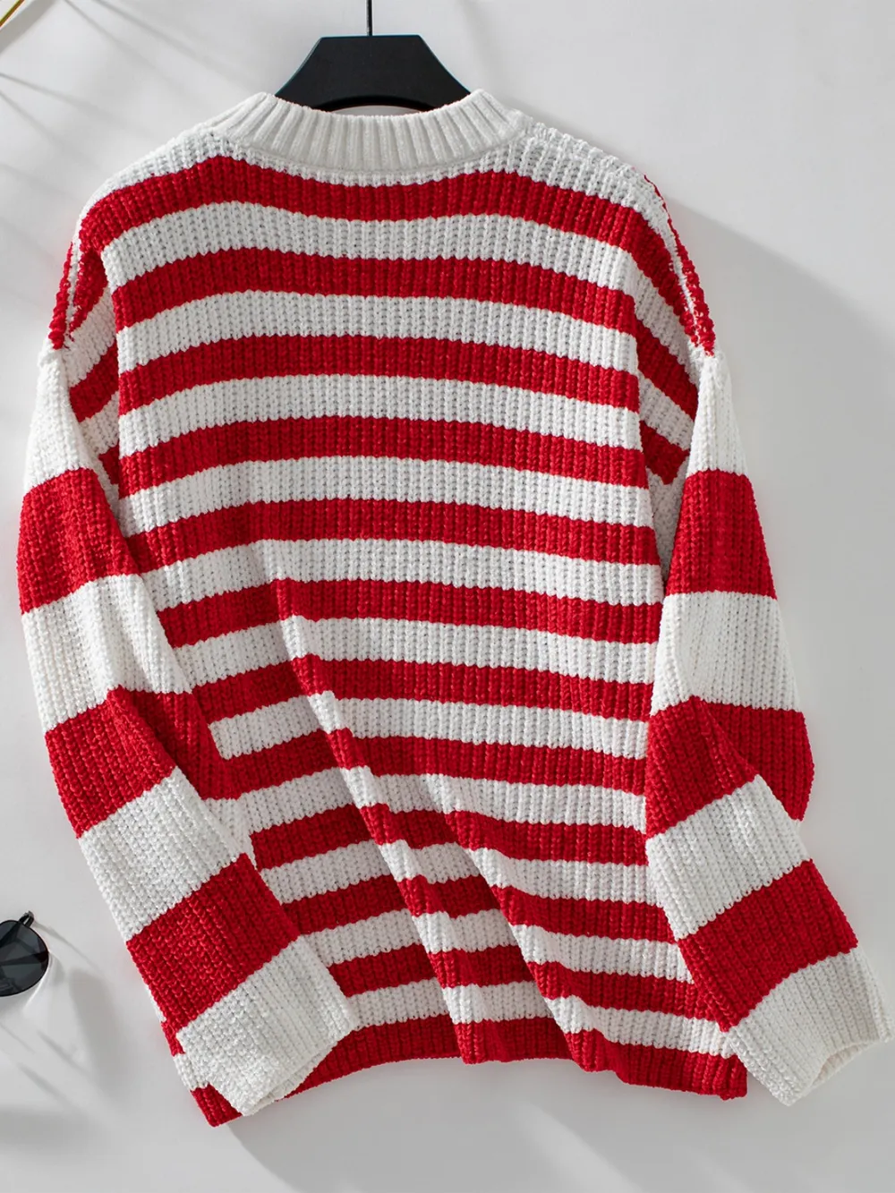Striped Round Neck Long Sleeve Sweater, image 7