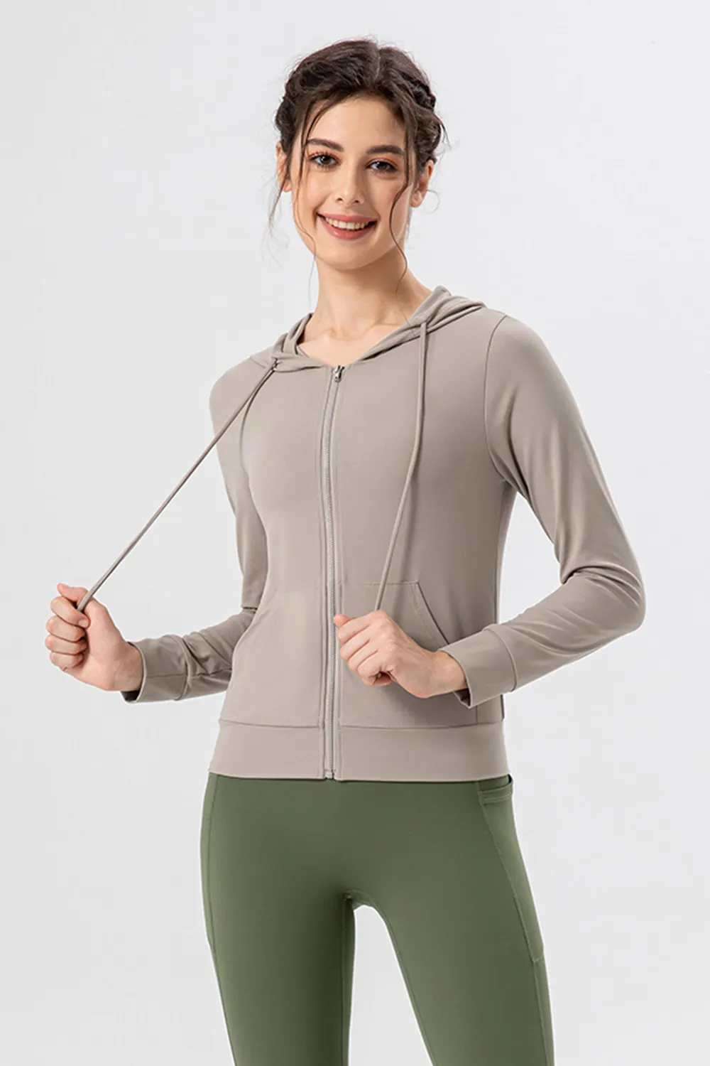 Drawstring Zip Up Hooded Active Outerwear, image 9