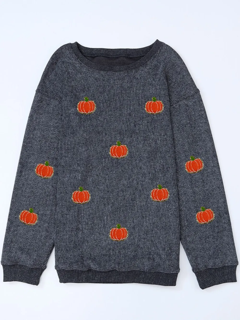 Pumpkin Round Neck Long Sleeve Sweatshirt, image 6