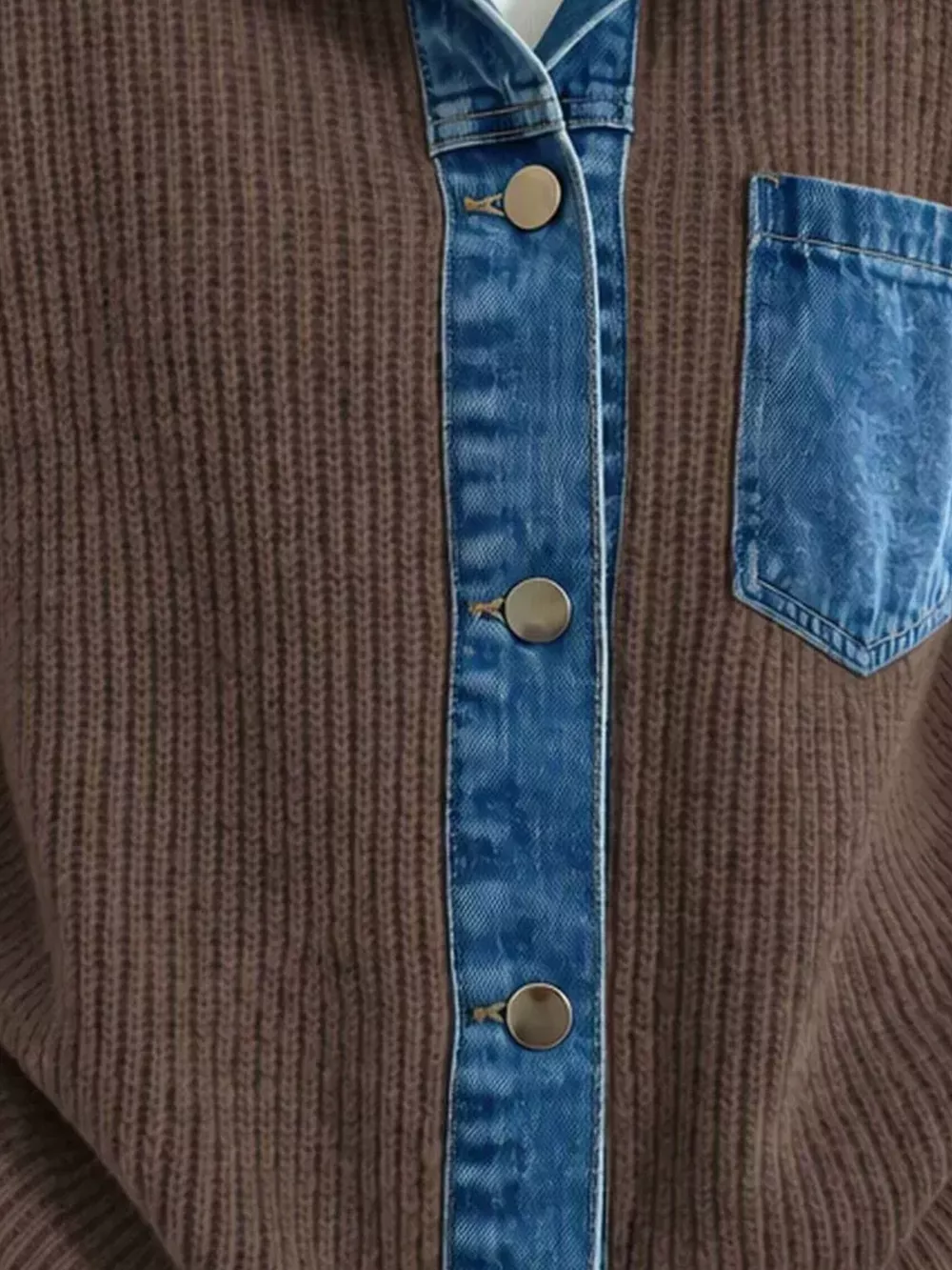 Denim Trim Button Up Cardigan, image 4