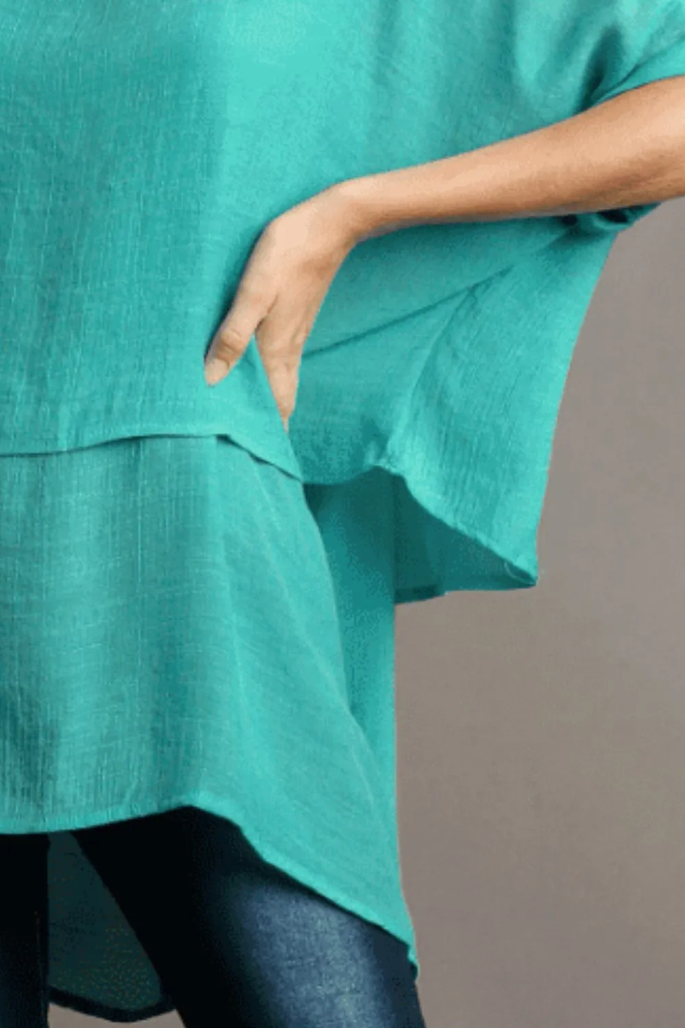 Full Size Cuffed Half Sleeve Layered Top Plus Size, image 3