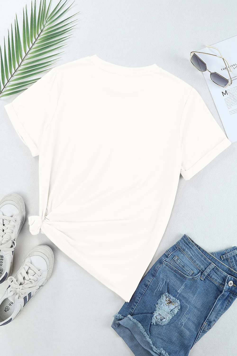 Sequin Star Round Neck Short Sleeve T-Shirt, image 4