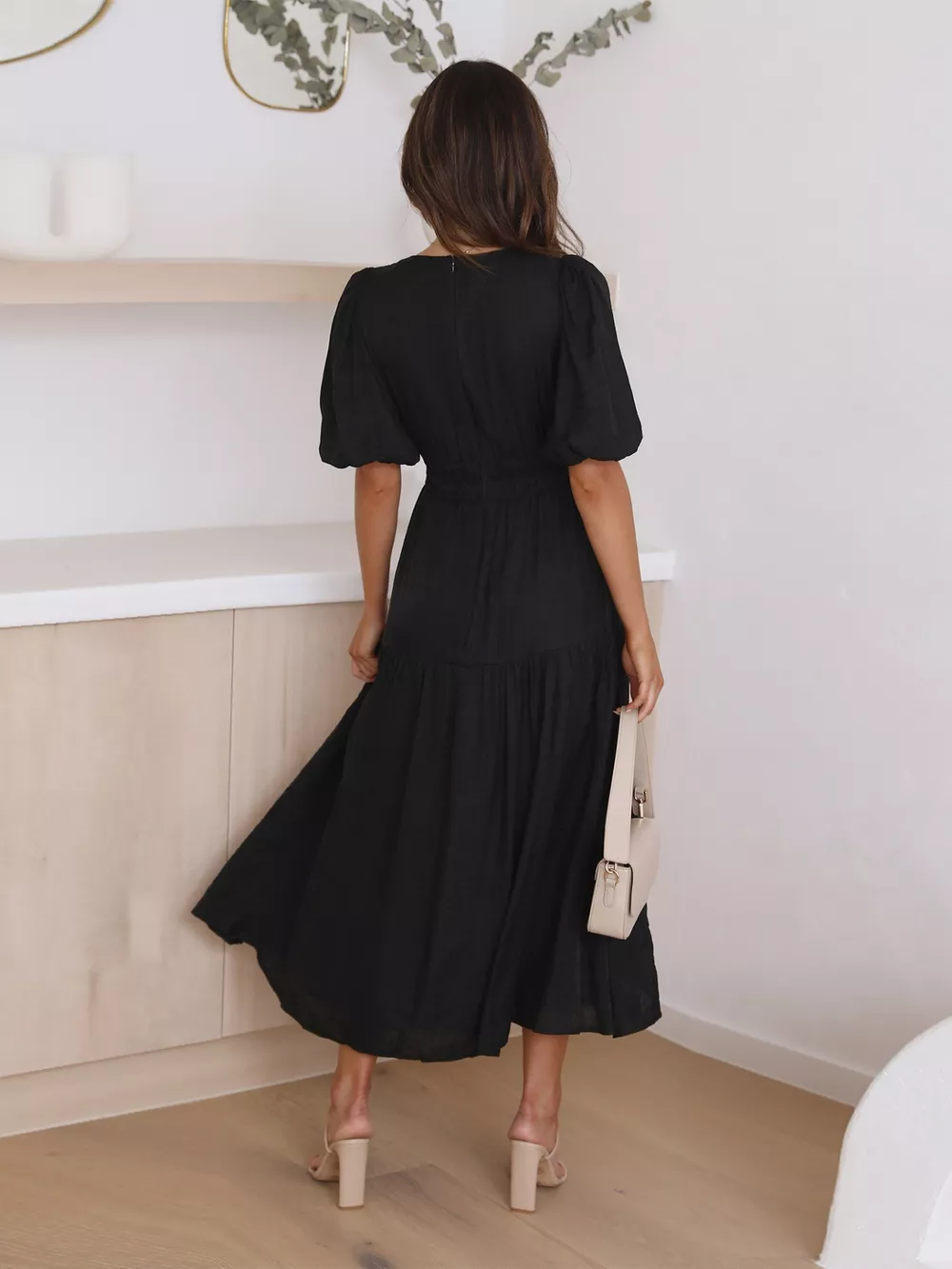 Tiered Puff Sleeve Midi Dress, image 19