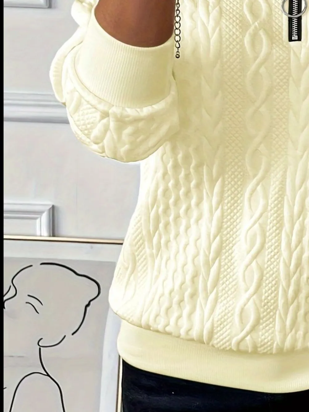 Texture Half Zip Long Sleeve Sweatshirt, image 20