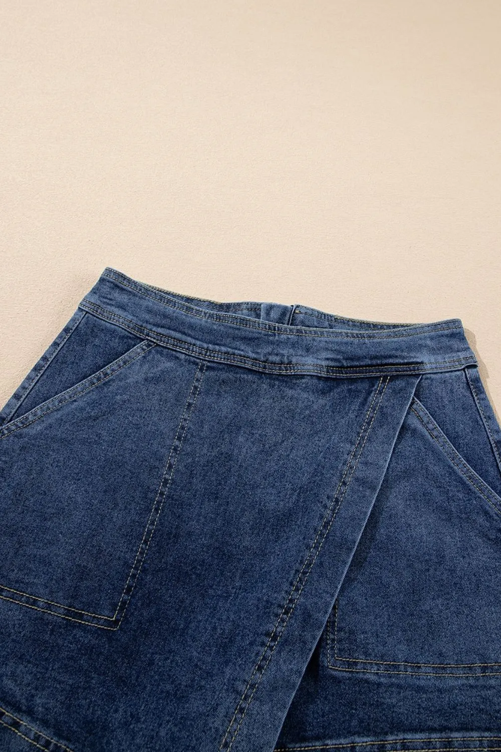 Asymmetrical Denim Skort with Pockets, image 8
