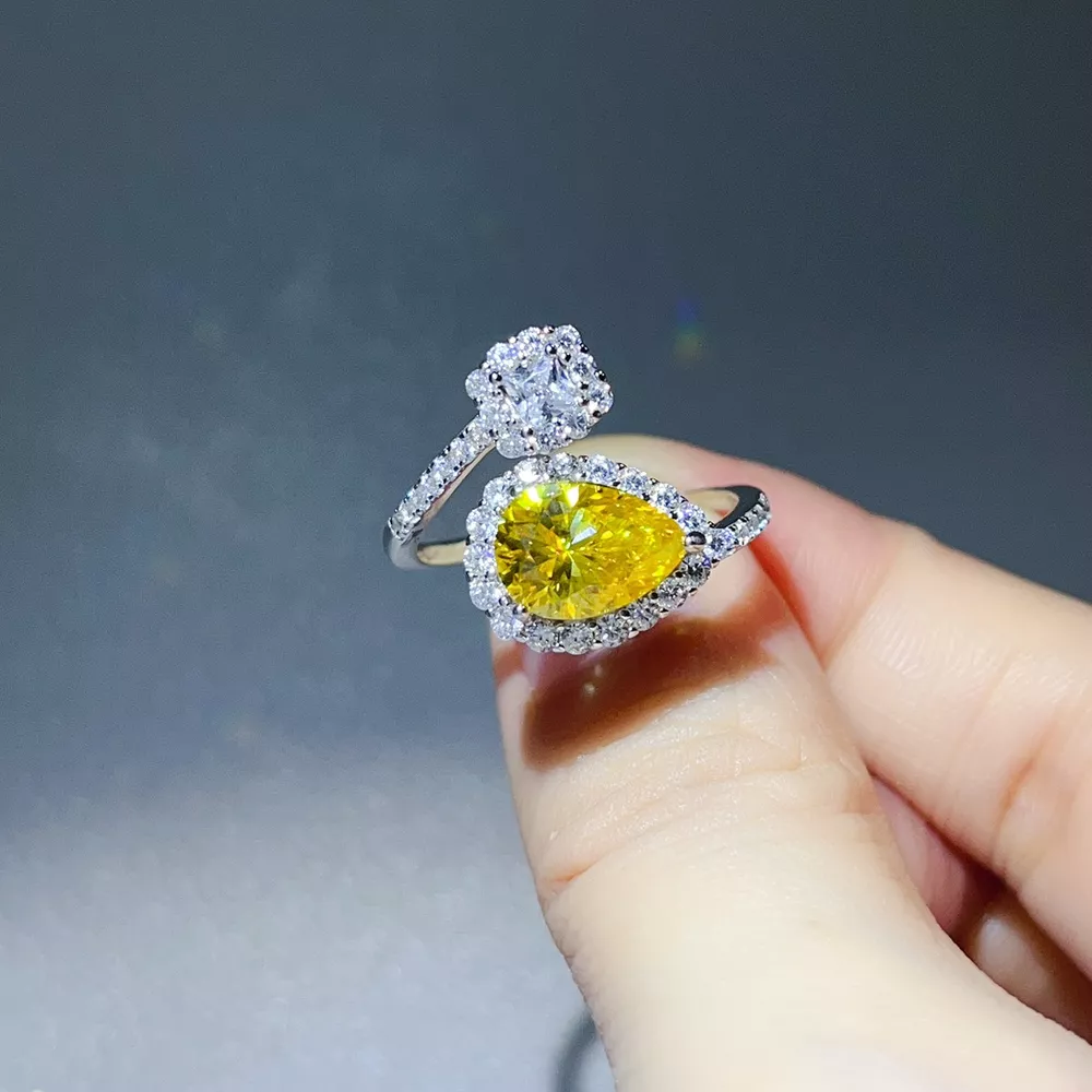 2 Carat Moissanite 925 Sterling Silver Bypass Ring