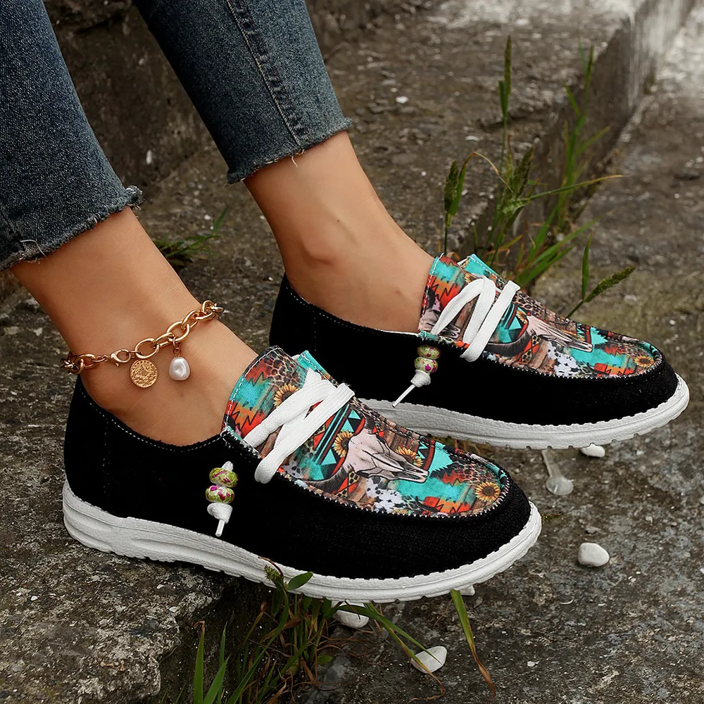 Geometric Round Toe Flat Slip-Ons, image 4