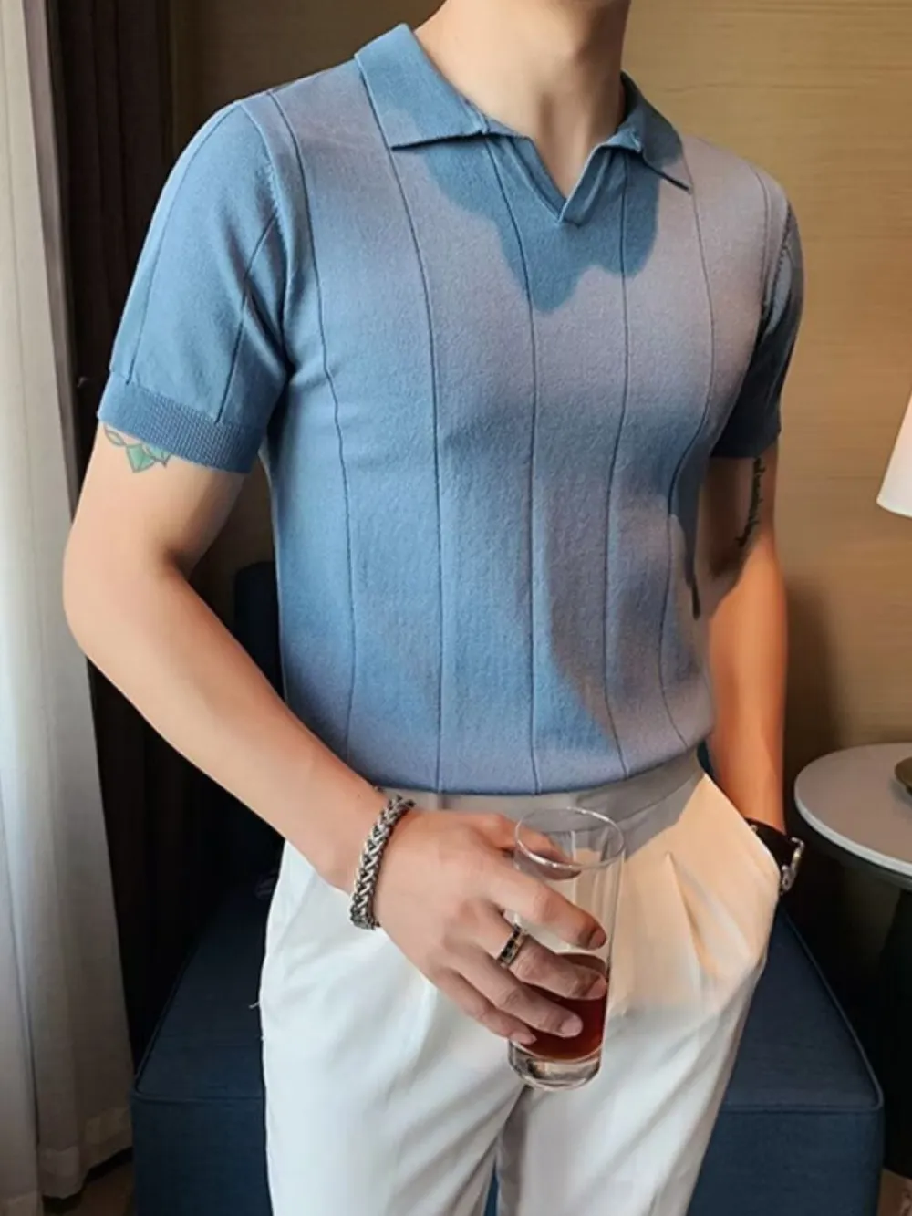 Men's Plus Size Collared Neck Short Sleeve Polo, image 2