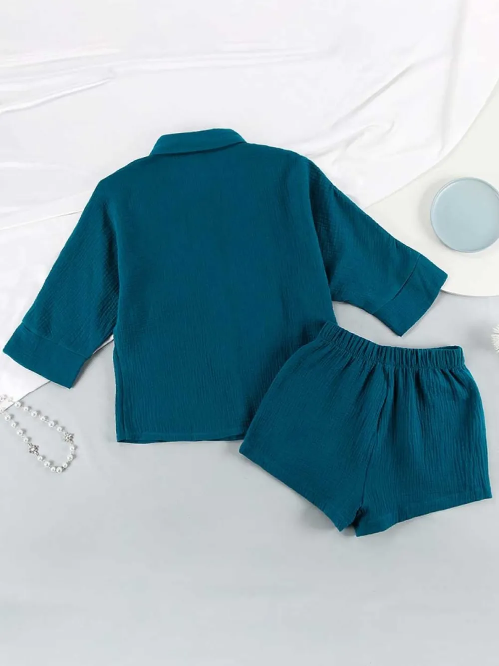 Texture Button Up Shirt and Shorts Set, image 10